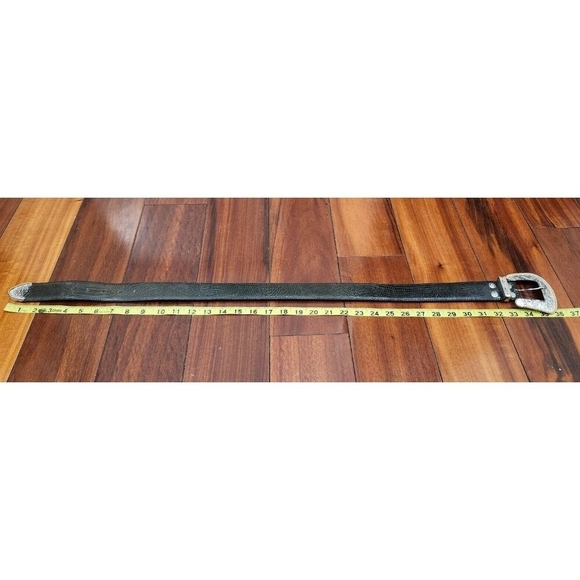 AL BERES Vintage Montana Silversmith Leather Belt-Handmade-Silver and Gold Sz 28 - Picture 14 of 16
